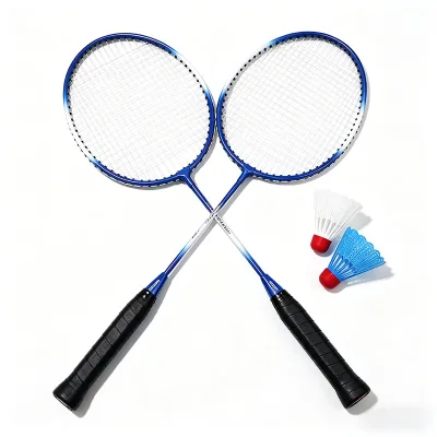 JH Portable Badminton Set Steel Frame Racket 2PCS with Shuttlecocks PP Non-Woven Carry Bag for Beach Backyard Promotional Use
