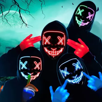 FHA-005 Halloween Led Mask Halloween Carnival Bar Night Party Led Strip Scary Mysterious Halloween LED Mask