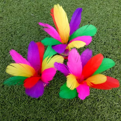 Manufacturer Outdoor Chinese Jianzi Sports Toy Rooster Feather Goose Feather Badminton Chinese Lotus Shuttlecock Jianzi