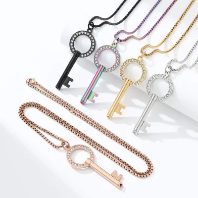 Fashion Design Zirconia Jewelry Relieve Stress Anxiety Necklace Key Pendant Breathing Necklace