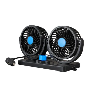 Double Head DC 12V/24V/48V 4-Inch Portable Air Cooler Low Noise Strong Wind with Clamp Adjustable for Buses Vans Sedans Boats