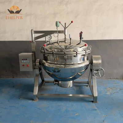 Industrial Electric High Pressure Cooking Pot with Temperature Controller, 4mm Thick 304SS Lid Meat Stew Boiler for Restaurant