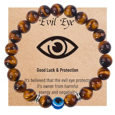 Blue Evil Eyes Lucky Bracelet for Protection Blessing Black Bead Protection Jewelry Handmade Bracelet for Women Men Gift