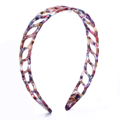 Wholesale Vintage Engraved Tortoise Shell Headband Acetate 2cm Hairband for Women