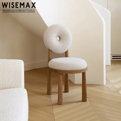 WISEMAX FURNITURE Wholesale Unique Solid Wood Leg Living Room Leisure Chair Donut Backrest Design Fabric Dining Chair
