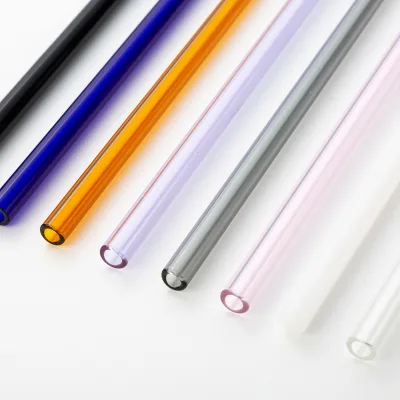 Jumbo 12mm Thick Eco-Friendly Food Grade Glass Straws for Smoothie Milkshake Reusable with Cleaning Brush Customizable Sizes