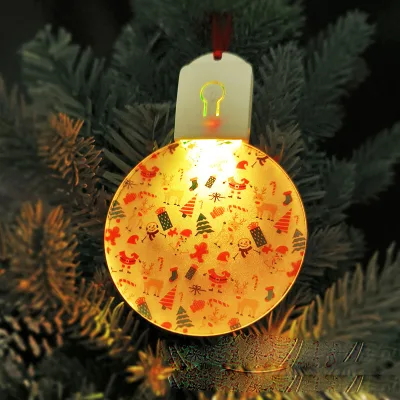 Sublimation Bulb Ornament Acrylic Blanks With LED Light Shinny Xmas Tree Decoration