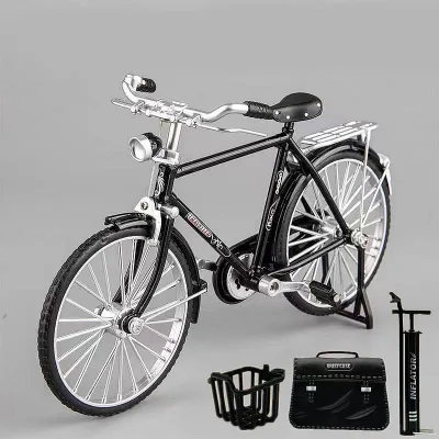 1/10 Bike Toys Motorcycle Diecast Model Alloy Retro Diecast Bike Model Car Handle Linkage Wheel Diecast Toy Bike
