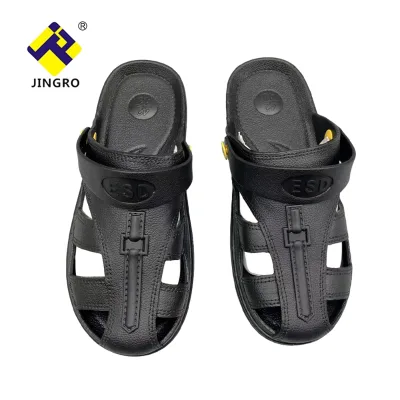 Customizable Black Sandals High Quality Breathable Anti-Slip PVC Foamed Work Safety Shoes for Workshop