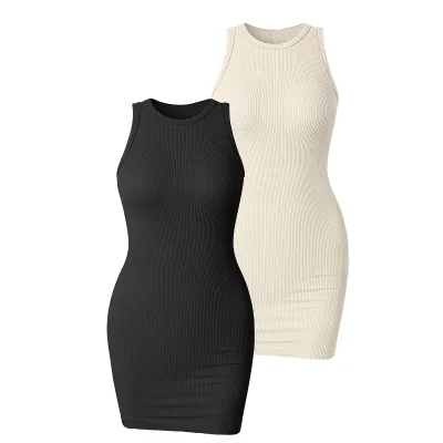 Hot Selling Women's Sleeveless Vest Slim Fit Seamless Threaded Dress Style Jumpsuit