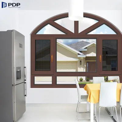 Airtight Dependable Performance Low-E Tilt Turn Windows French Style Wood Tempered Glass for Kitchen Entry Hotel