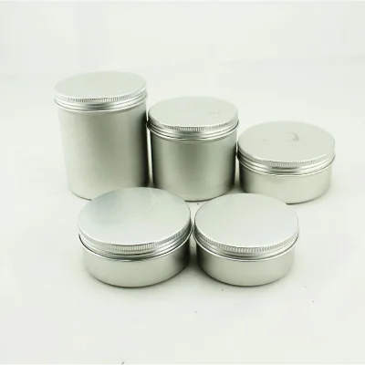 15ml 20ml 25ml 50ml 80ml 100ml 120ml 150ml 200ml Silver Custom Printing Cosmetic Round Edge Small Lip Balm Jar Aluminum Tin Can