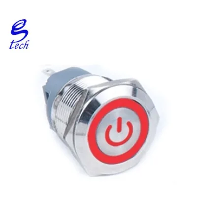 22mm Ring power supply light red Self recovery metal button switch, and self-locking circular power button with light