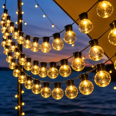 G40 Shatterproof Bulb String Lights with Timer and Multiple Scene Modes for Outdoor Patio Christmas Light Displays