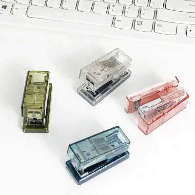 Mini Transparent Stapler Small Handheld for Students Portable Cute Office Desktop Stapler, No.12 Staples Compatible