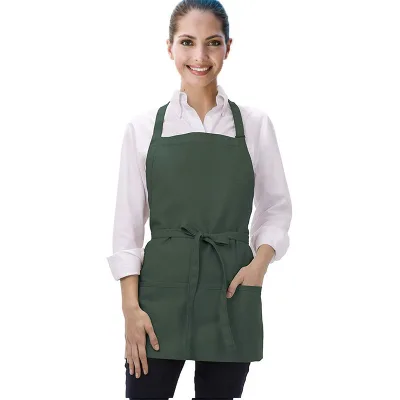 Wholesale Best Quality Cooking Work Kitchen Adjustable Apron Comfortable Polyester Cotton Apron with Pockets