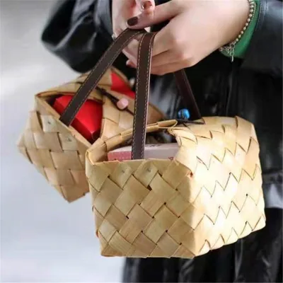 Chips Square Gift Small Weddings Gifts Baskets Assortments Unique Wood Chip Woven Gift Basket