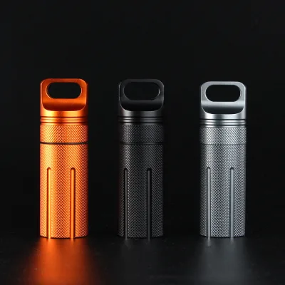 Mini Aluminum Keychain Medicine Box Waterproof Decorative Capsule Shape Organizer Home Food Storage Gift Idea Detachable Design