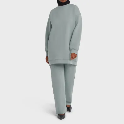 Custom High Quality Eid Muslim Dress Women Suit 2 Piece Set Islamic Dress Winter Muslim Women's Modest Clothing Set