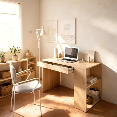 Dual Color Option 74cm H 115cm W MDF with Melamine Finished Long Drawer Safety Stop Computer Table for Home Study Office Use