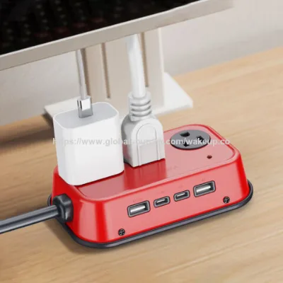 US Retro Desktop Power Strip with 3 Outlets and 4 USB Ports for Home Office