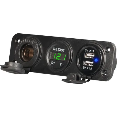 OEM Modified Car Charger Socket with Cigarette Lighter USB Digital Display 20W 5V 4200mA Multi Function Control Panel for Truck