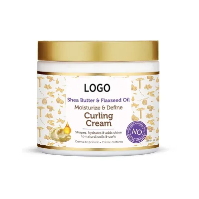 Private Label Hair Curl Defining Cream Moisture Shea Butter & Flaxseed Oil Styling Cream Shape Hydrate Add Shine Curl Hair Cream