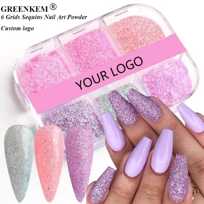 GREENKEM Rubbing Dust Gel Polish Nail Decor Sugar Powder Chrome Pigment Sequins Dust Nail Glitter