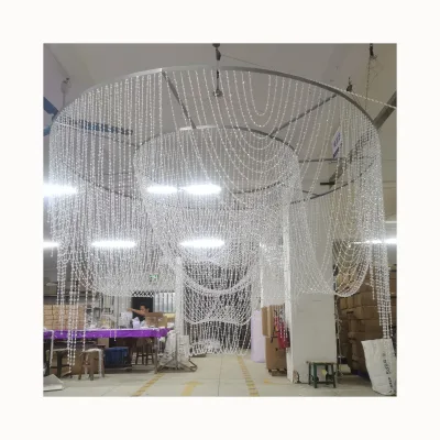 Luxury Clear Metal Bead Curtain High Quality Hanging Ceiling Decoration for Event Party Wedding Ceiling Decor