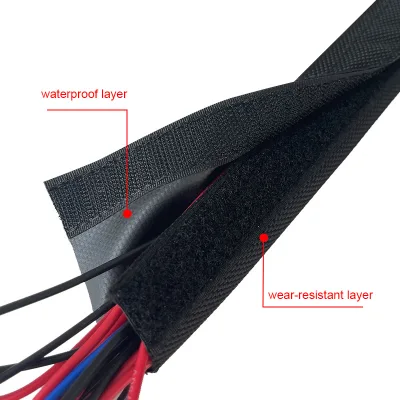 Factory Hot Sale Wear-resistant Flame-retardant Self-adhesive Cable Management Sleeve with Velcro