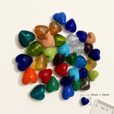 10mm Heart Shaped Glass Mixed Color Handmade Glass Beads DIY Handmade Beads Jewelry Making Necklaces Bracelets Accessory