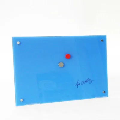 Blue Color 40x60cm Magnetic Tempered Glass Memo Board