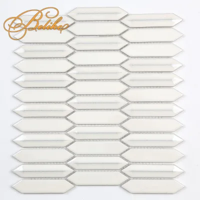 Elongated Hexagon Porcelain Mosaic Wall Tiles Wabi Sabi Style for Home Decor Minimal Backsplash Arabesque Design Interior Wall
