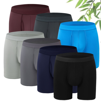 Men Soft Breathable Boxer Briefs Comfortable Elastic Waistband Solid Color Underwear