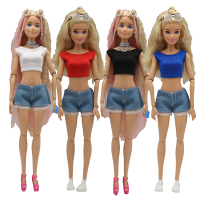 Doll Clothes for 11.5 Inch Doll Accessories T Shirt Shorts Denim Summer Regular Outfit Clothing