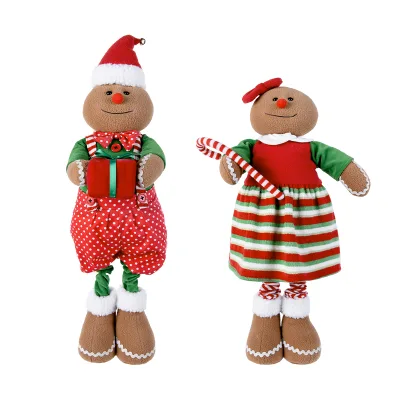 2025 Hot Sale Telescopic Red and White Striped Window Gingerbread Figure Classic Elongated Christmas Gingerbread Man Ornaments