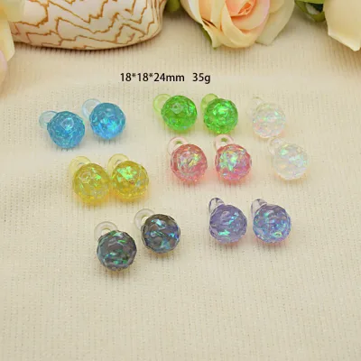 Personalized Concave Convex Round Bead Pendant with Iridescent Resin Jewelry Accessory DIY Earrings and Pendant Decorations
