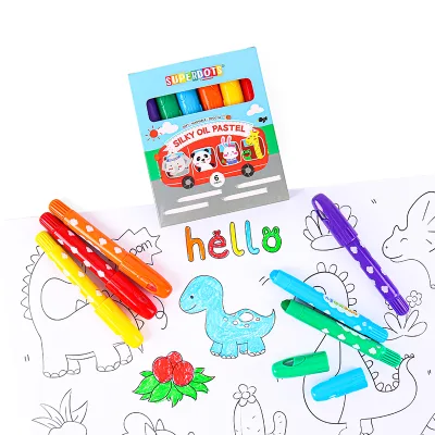 Rotary Type Washable Oil Pastels 6 Colors, Soft Crayons Drawing Blending,Layering, Shading, Art Supplies for Artists, Beginners