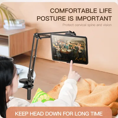 CT08 Carbon Steel Lazy Stand Tablet Holder iPad Compatible 360 Rotation Adjustable Flexible Long for Phone Mount 4.7-12.9 Inch