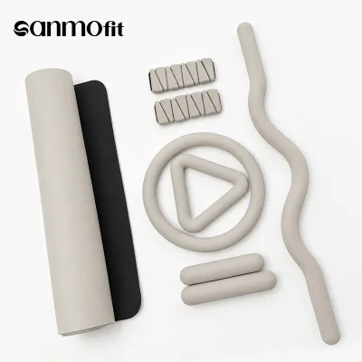 Silicone Barbell Set Yoga Mat Adjustable Ankle Wrist Weight Bangle Bar Triangle Ring Dumbbell Wavy Body Bar Home Gym Kit OEM