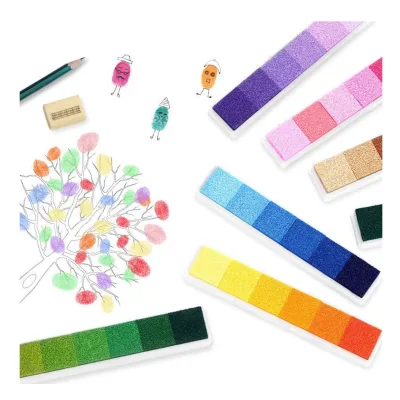 BESTLINE 6 Colors Strip Gradient Colorful Small Ink Pad Children's Fingerprint Color Ink Pad Rubber Stamp Fingerprint Painting