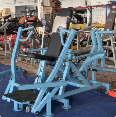 Unilateral Dual-Handle Seated Flat Chest Press with Foot Pedal Assistance & Split Dual Weight Plate Independent Motion System