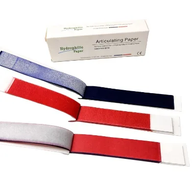 Dental Consumables Straight Shape Double Sided Occlusal Red Blue Articulating Paper 100x21mm Thickness 30um/50um/100um