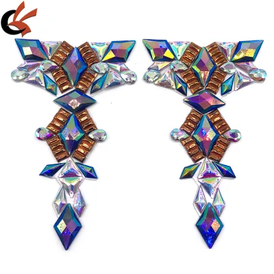 Carnival Costume Decoration T Shape Resin Gems Motif Iron on Rhinestone Hot Fix Appliques