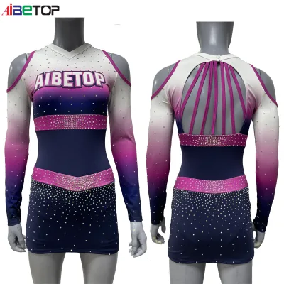 Aibetop Cheerleading Uniform Sublimation Long Sleeves Cheer Uniform Custom Cheerleading Uniforms