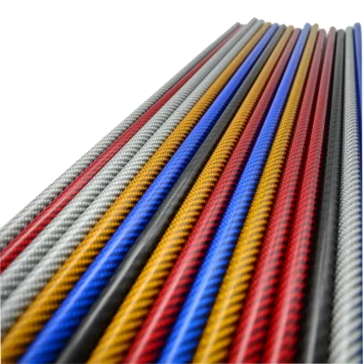 High Strength Rolled 3K Carbon Fiber Tube Plain Twill Bright Matte 100% Real 3K Blue Carbon Round Tube