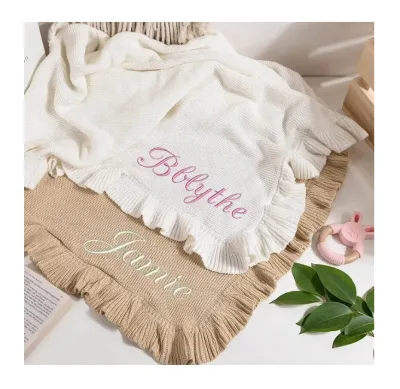Coral Cotton Knitted Baby Frill Blanket