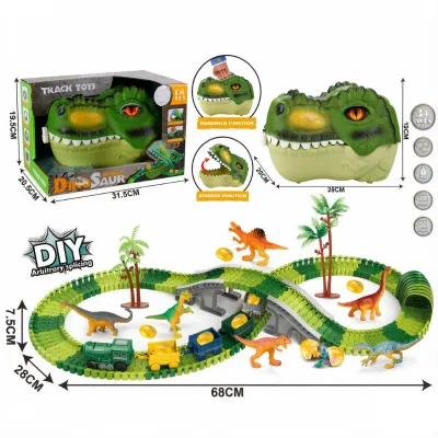 Hot sale PP Material Dinosaur Track Car Toys for Kids-DIY Assembled Railway with Light & Sound Electric Train Play Set