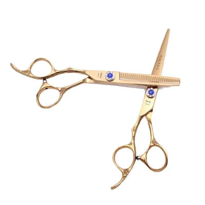 6.0 Inch plum Blossom Handle Hair Cutting Scissors, Straight Scissors, Thinning Scissors, Gold/purple/black/silver