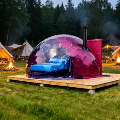 Durable Clear PC Dome Tent for Hotel Outdoor Use UV-Resistant Waterproof Windproof Customizable Size Color 15+ Year Service Life